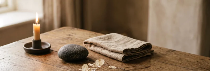 Nature morte symbolique évoquant la diversité des convictions spirituelles et laïques d'une personne disparue